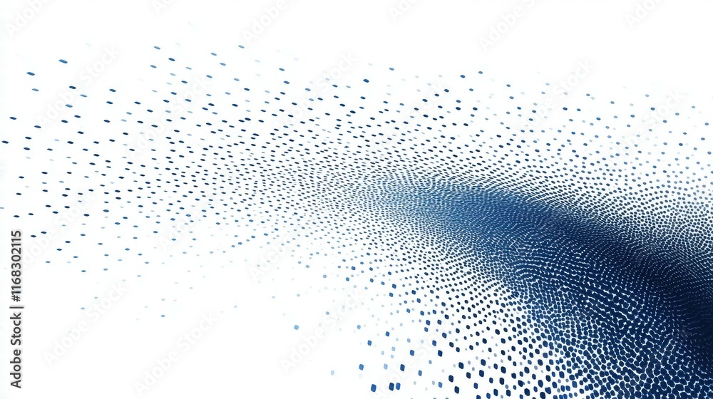 Fototapete Abstract design featuring a gradient of blue dots creating a dynamic wave effect.