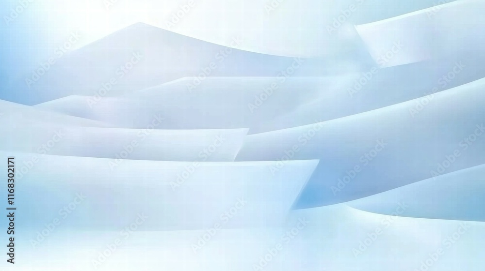 Poster Abstract soft blue and white waves create a serene and calming background.