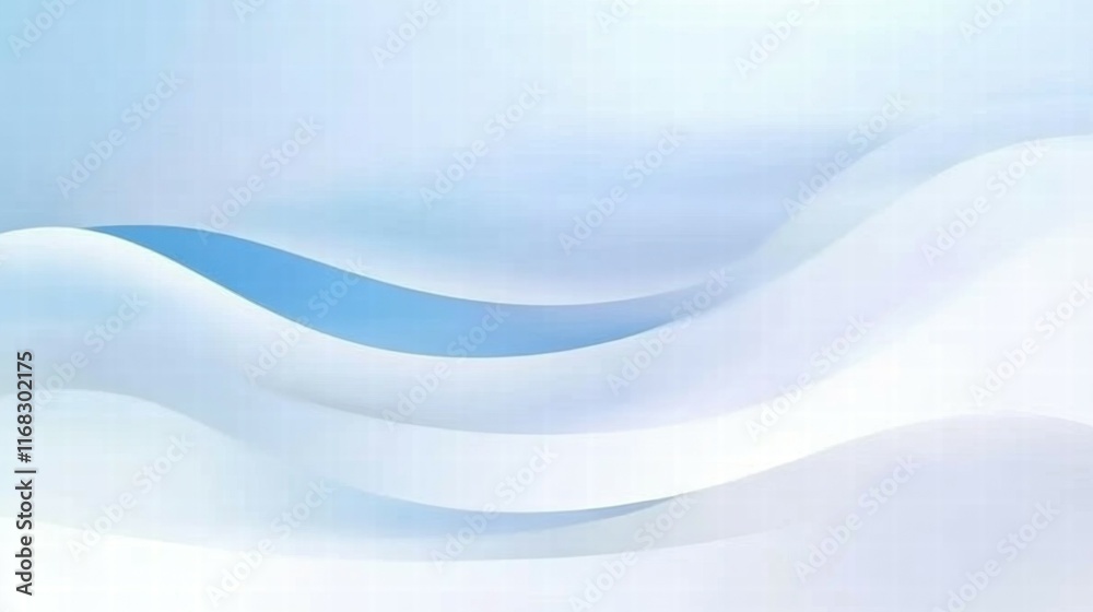 Poster A serene abstract design featuring soft blue and white waves, creating a calming atmosphere.