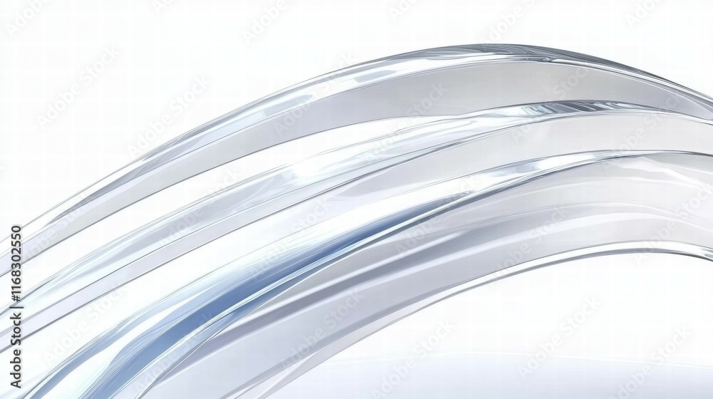 Poster Abstract design featuring smooth, curved transparent shapes with a light reflection effect.