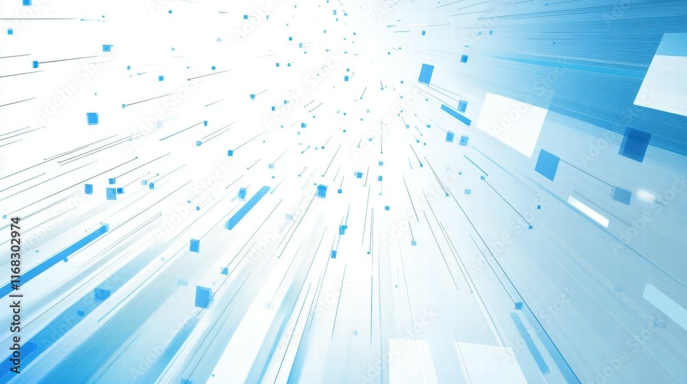 Aufkleber Abstract blue and white background with dynamic lines and shapes suggesting movement and energy.