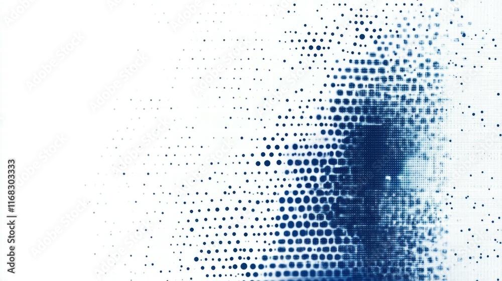 Aufkleber Abstract blue and white dotted pattern with a gradient effect.