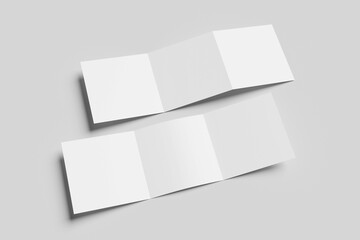 Blank tri-fold square brochure mockup
