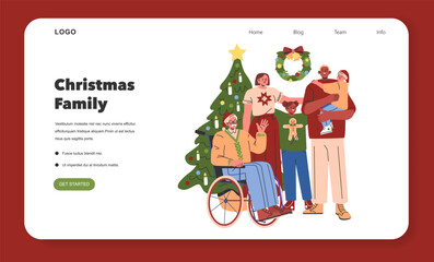 Fototapeta premium Christmas Family. Flat Vector Illustration