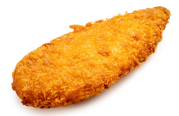 Deep fried crispy fish steak isolated on white, Deep fried Breaded fish isolated on white background With clipping path