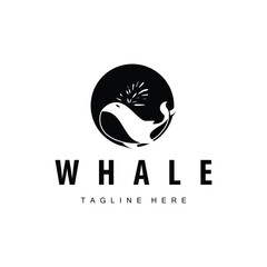 Simple whale logo sea animal silhouette design deep ocean concept big sea animal template illustration