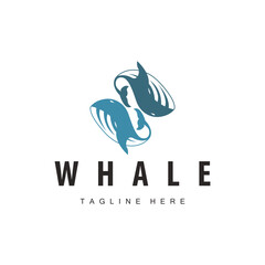 Simple whale logo sea animal silhouette design deep ocean concept big sea animal template illustration