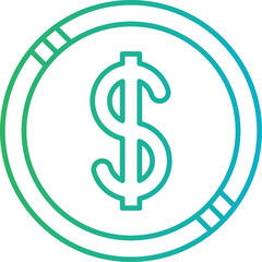 Dollar Coin icon single vector illustration