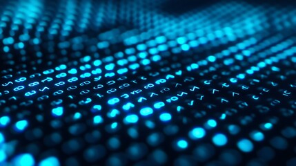 Abstract blue glowing digital numbers wave.