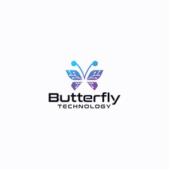 Abstract  butterfly technology, logo design template and emblem,  butterfly logo