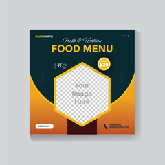 Vector food social media promotion and Instagram banner post design template