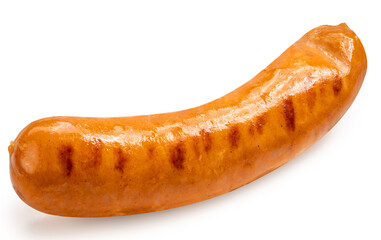 Sausages isolated on white background. Grilled smoke beef sausage isolated on white background With clipping path.
