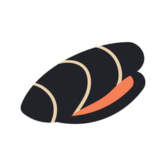 mussels vector illustration isolated on a white background , sea food ,asian food italian or spanish . Hand drawn illustration .