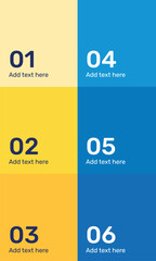 Business infographic template. 6 steps key highlights, step by step breakdown. Can be used for process diagram, presentations, workflow layout, banner, flow chart, info graph.