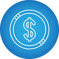 Dollar Coin icon single vector illustration