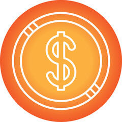 Dollar Coin icon single vector illustration