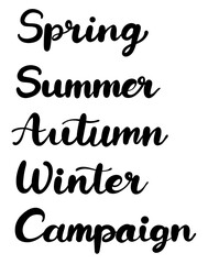 季節のキャンペーンの手書き文字（英語、筆記体）