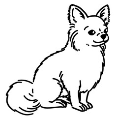 チワワのイラスト（手描き、線画のみ）