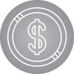 Dollar Coin icon single vector illustration