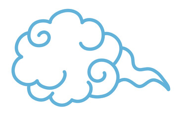 空色の雲のイラスト（手描き、線画）