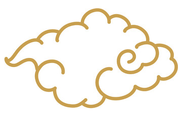 金色の雲のイラスト（手描き、線画）