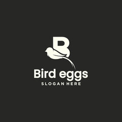 Natural bird nest icon logo B symbol illustration with beautiful root and leaf symbols
