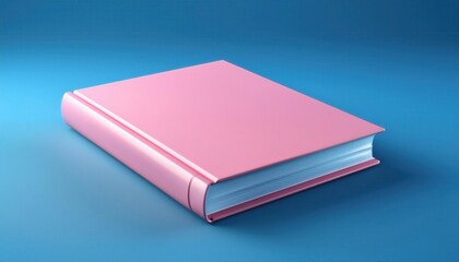 A vibrant pink book lying flat against a blue background, showcasing a clean and modern design, ideal for educational or decorative purposes.