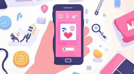 A person holding a smartphone with a fitness app interface for health, wellness, or fitness product ads