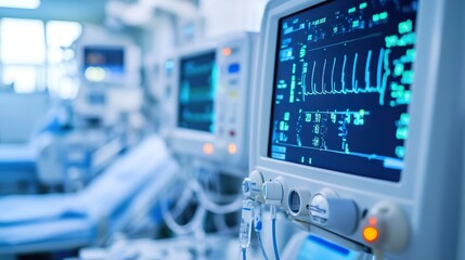 Healthcare technology worker managing medical devices in a state-of-the-art hospital lab