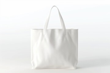 Blank white tote bag mockup on white background.