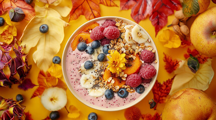 Vibrant Smoothie Bowl with Fresh Fruits, Nuts, and Seeds