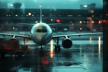 Fototapeta premium Luxury Private Jet on a Runway at Sunset