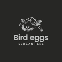 Natural bird nest icon logo B symbol illustration with beautiful root and leaf symbols