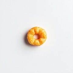 Single orange cereal ring on white background.