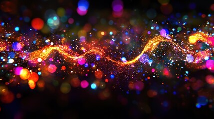Fototapeta premium Vibrant Glowing Particle Wave Abstract