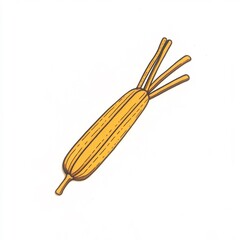 Obraz premium Vibrant Hand-Drawn Illustration of a Golden Corn Cob on White. AI Generated