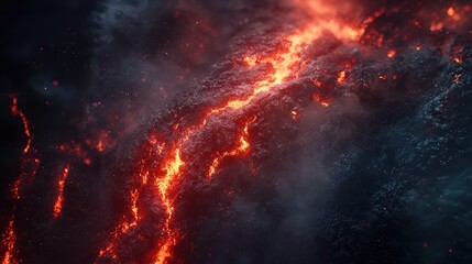 Fototapeta premium Molten Lava Flow: Fiery River of Destruction