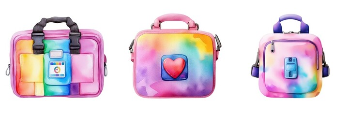 Medical tools surgical concept. A vibrant collection of colorful bags featuring playful designs, ideal for school and daily activities.