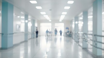Blurred Interior View of a Modern Hospital Facility with Abstract Medical Background Elements
