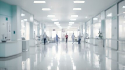 Blurred Interior View of a Modern Hospital Facility with Abstract Medical Background Elements