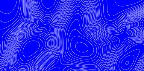 Fototapeta premium Blue shiny landscape with white lines vector minimal illustration fractal abstract landscape, geodesy topography map seamless pattern geographic mountain relief abstract lines background.