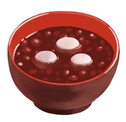 ぜんざいのイラスト（白玉入り、手描き）