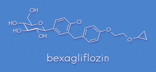 Bexagliflozin diabetes drug molecule. Skeletal formula.