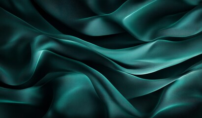 Fototapeta premium Teal fabric draped in elegant waves.