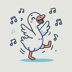 cartoon of a happy goose dancing to music © Ngilustrasi