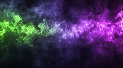 Abstract Purple and Green Smoke Swirls: A Psychedelic Vapor Dream