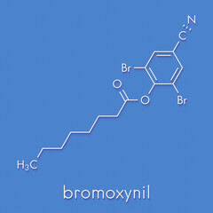 Bromoxynil herbicide molecule. Skeletal formula.
