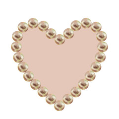 Watercolor heart-shaped frame made of delicate pearls with a pink-brown background in a mocha mousse palette. Hand drawn clipart for wedding, valentine's day, poster, card, women's card, mother's day