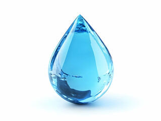 A crystal-clear blue water droplet, symbolizing purity and freshness, ideal for beverage and wellness themes.