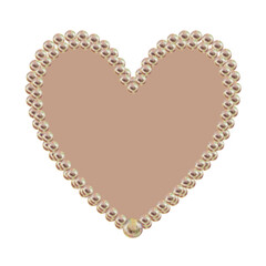 Obraz premium Watercolor heart-shaped frame made of delicate pearls with a pink-brown background in a mocha mousse palette. Hand drawn clipart for wedding, valentine's day, poster, card, women's card, mother's day